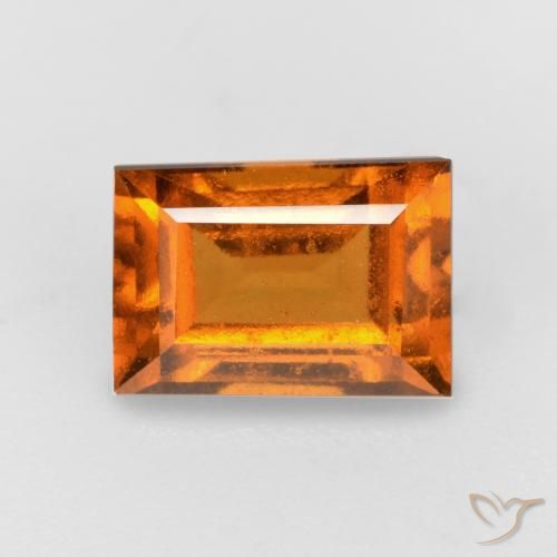 1.57ct 자연스러운 딥 오렌지 헤소나이트 가넷, 바게트, VS