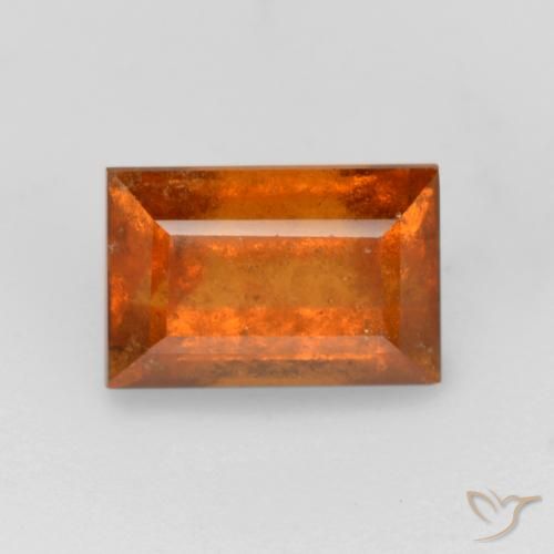 1.37ct 자연스러운 딥 오렌지 헤소나이트 가넷, 바게트, SI