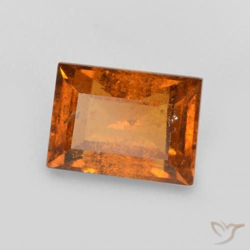 1.26ct 자연스러운 미디엄 다크 오렌지 헤소나이트 가넷, 바게트, SI