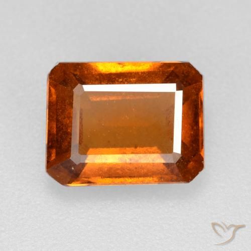 2.10ct 자연스러운 미디엄 다크 오렌지 헤소나이트 가넷, 에메랄드 컷, VS-SI