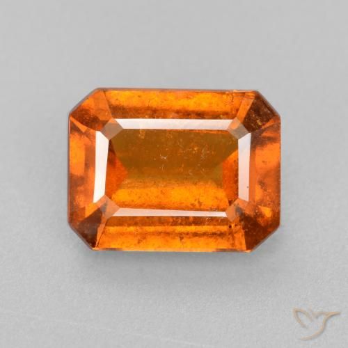 2.11ct 자연스러운 미디엄 오렌지 헤소나이트 가넷, 에메랄드 컷, SI