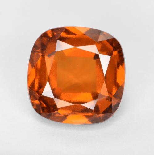 1.98캐럿 천연 붉은빛 오렌지 헤소나이트 가넷, 쿠션 컷, 7.3×7.3 mm, VS