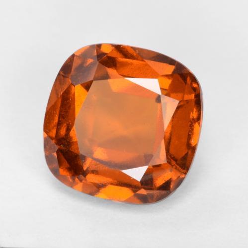 1.98캐럿 천연 붉은빛 오렌지 헤소나이트 가넷, 쿠션 컷, 7.3×7.3 mm, VS