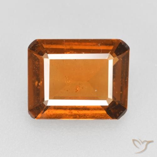 2.11ct 자연스러운 미디엄 오렌지 헤소나이트 가넷, 에메랄드 컷, VS-SI