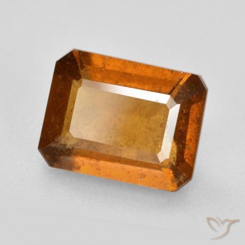 2.58ct 자연스러운 딥 오렌지 헤소나이트 가넷, 에메랄드 컷, SI