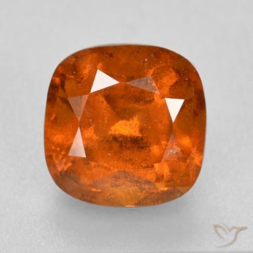 2.14ct 자연스러운 앰버 오렌지 헤소나이트 가넷, 방석, SI