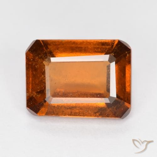 2.34ct 자연스러운 딥 오렌지 헤소나이트 가넷, 에메랄드 컷, SI
