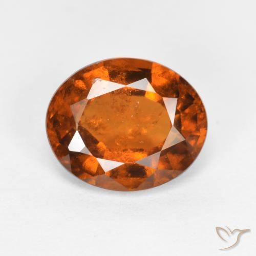 2.03ct 자연스러운 앰버 오렌지 헤소나이트 가넷, 타원형, SI