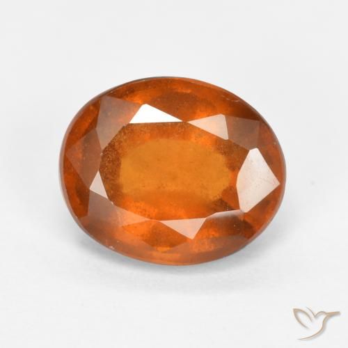 1.91ct 자연스러운 미디엄 오렌지 헤소나이트 가넷, 타원형, SI