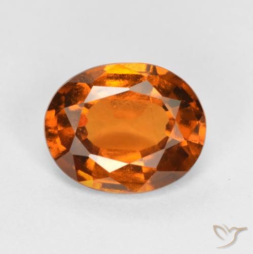 1.66ct 자연스러운 미디엄 오렌지 헤소나이트 가넷, 타원형, VS
