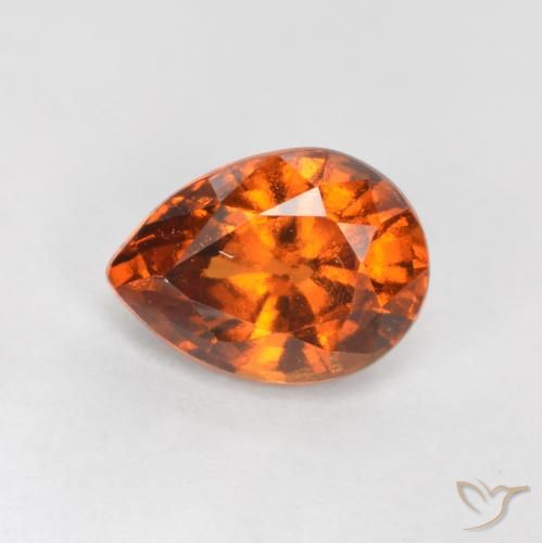 0.87ct 자연스러운 딥 오렌지 헤소나이트 가넷, 배 모양, VS