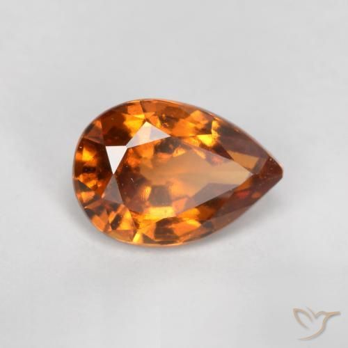 0.83ct 자연스러운 딥 오렌지 헤소나이트 가넷, 배 모양, VS