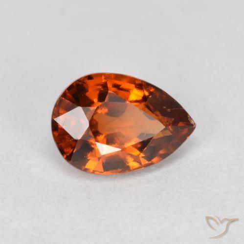 0.85ct 자연스러운 앰버 오렌지 헤소나이트 가넷, 배 모양, VS