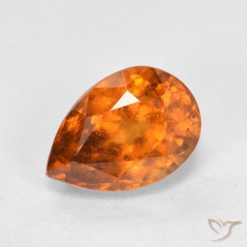 1.11ct 자연스러운 미디엄 다크 오렌지 헤소나이트 가넷, 배 모양, VS-SI