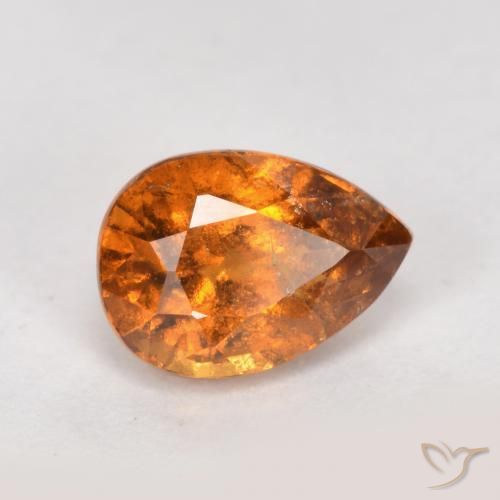 0.99ct 자연스러운 딥 오렌지 헤소나이트 가넷, 배 모양, SI