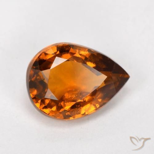 1.11ct 자연스러운 딥 오렌지 헤소나이트 가넷, 배 모양, VS