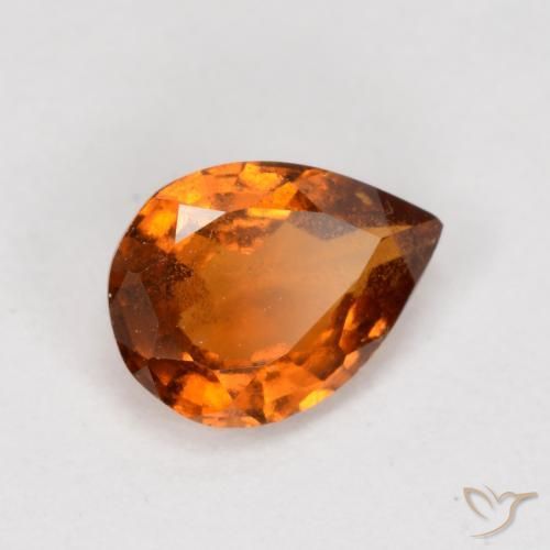 0.79ct 자연스러운 딥 오렌지 헤소나이트 가넷, 배 모양, VS-SI