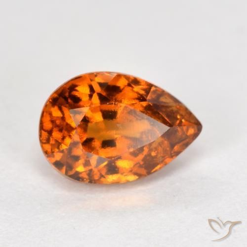 1.04ct 자연스러운 미디엄 다크 오렌지 헤소나이트 가넷, 배 모양, VS-SI