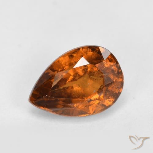1.04ct 자연스러운 미디엄 다크 오렌지 헤소나이트 가넷, 배 모양, VS-SI