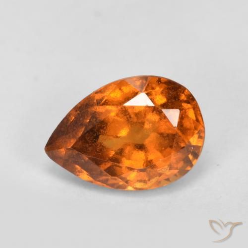 0.98ct 자연스러운 미디엄 다크 오렌지 헤소나이트 가넷, 배 모양, VS-SI