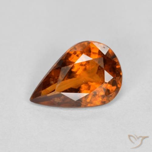 0.85ct 자연스러운 붉은 오렌지 헤소나이트 가넷, 배 모양, VS-SI
