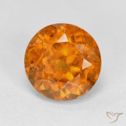1.61ct 자연스러운 미디엄 오렌지 헤소나이트 가넷, 둥근, VS-SI