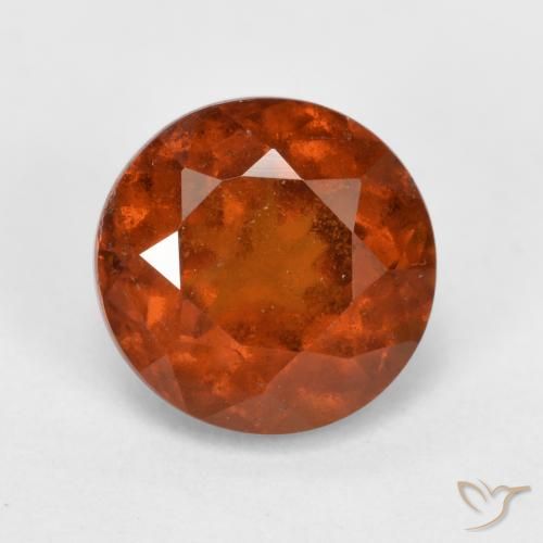 1.90ct 자연스러운 파이어 오렌지 헤소나이트 가넷, 둥근, VS-SI