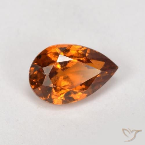 0.81ct 자연스러운 딥 오렌지 헤소나이트 가넷, 배 모양, VS
