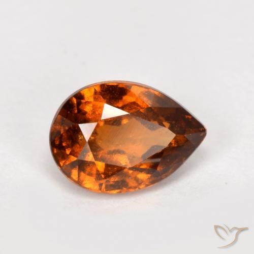 0.85ct 자연스러운 붉은 오렌지 헤소나이트 가넷, 배 모양, VS-SI