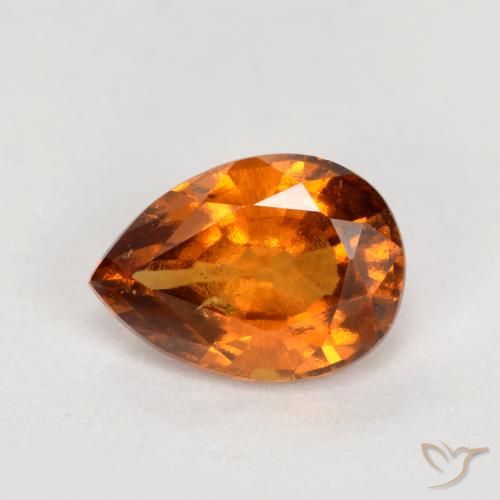 0.82ct 자연스러운 딥 오렌지 헤소나이트 가넷, 배 모양, VS-SI