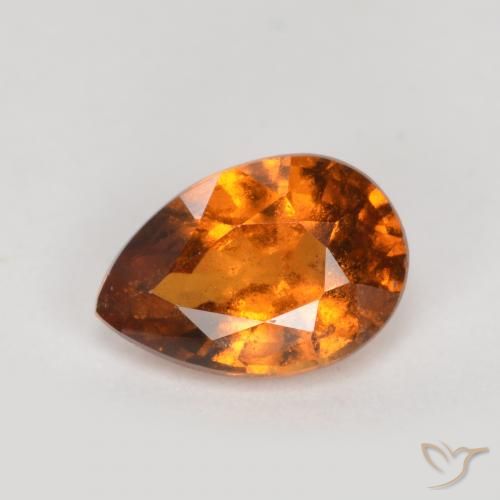 0.79ct 자연스러운 딥 오렌지 헤소나이트 가넷, 배 모양, SI