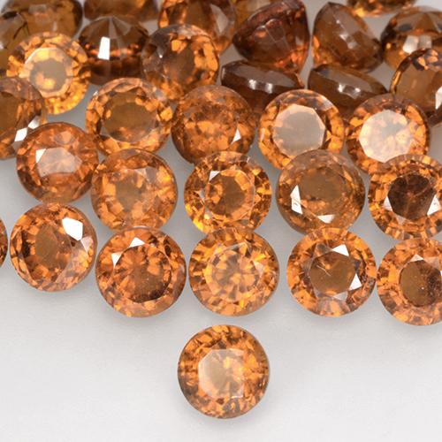 0.96캐럿 천연 딥 오렌지 헤소나이트 가넷, 라운드 컷, 5.30 mm, VS-SI