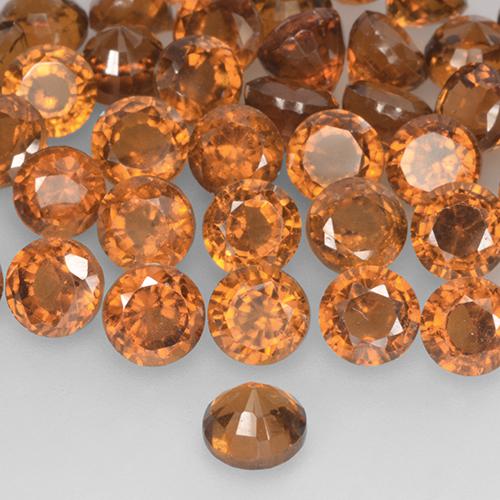 0.96캐럿 천연 딥 오렌지 헤소나이트 가넷, 라운드 컷, 5.30 mm, VS-SI