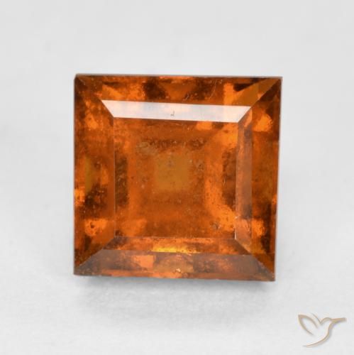 1.59ct 자연스러운 딥 오렌지 헤소나이트 가넷, 정사각형, VS-SI