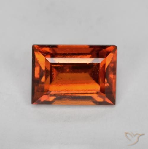 1.07ct 자연스러운 딥 오렌지 헤소나이트 가넷, 바게트, VS