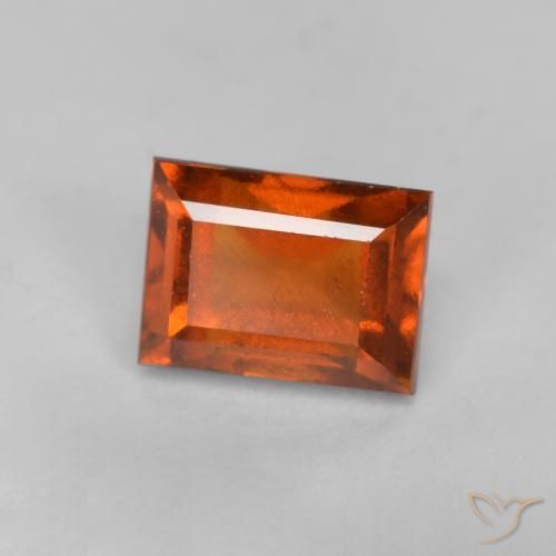 0.93ct 자연스러운 붉은 오렌지 헤소나이트 가넷, 바게트, VS