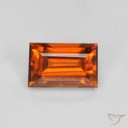 0.87ct 자연스러운 딥 오렌지 헤소나이트 가넷, 바게트, VS
