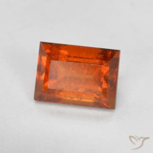 1.07ct 자연스러운 파이어 오렌지 헤소나이트 가넷, 바게트, VS-SI
