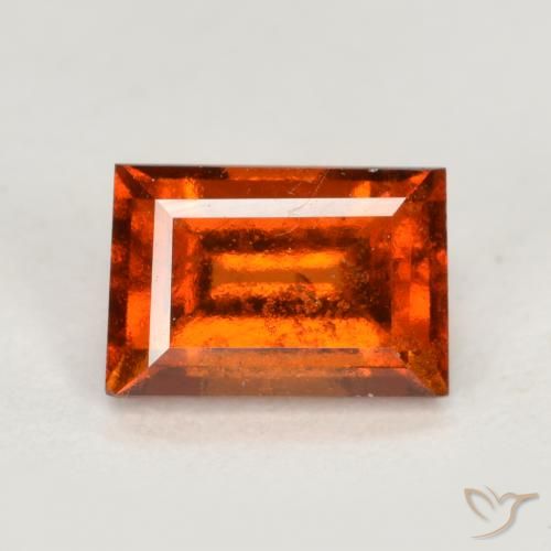 1.09ct 자연스러운 붉은 오렌지 헤소나이트 가넷, 바게트, VS
