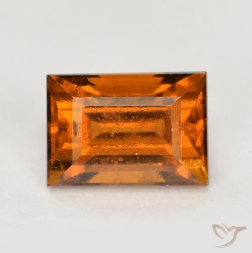 1.36ct 자연스러운 미디엄 다크 오렌지 헤소나이트 가넷, 바게트, VS