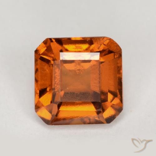 1.33ct 자연스러운 딥 오렌지 헤소나이트 가넷, 에메랄드 컷, VS-SI
