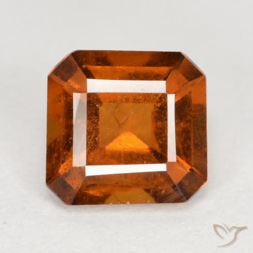 1.63ct 자연스러운 미디엄 오렌지 헤소나이트 가넷, 에메랄드 컷, VS-SI