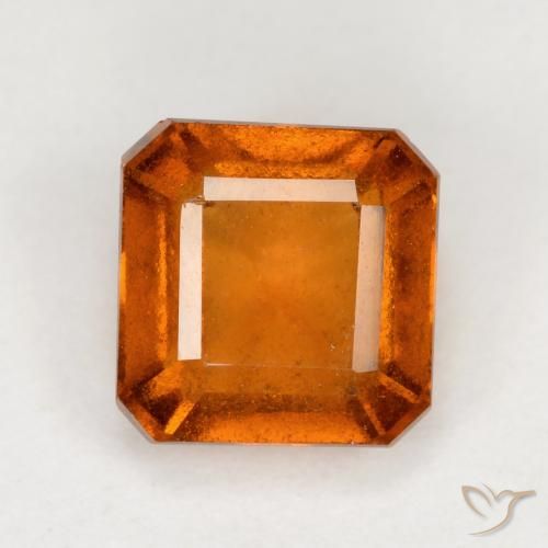 1.60ct 자연스러운 딥 오렌지 헤소나이트 가넷, 에메랄드 컷, VS-SI