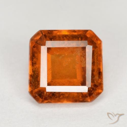 1.24ct 자연스러운 앰버 오렌지 헤소나이트 가넷, 에메랄드 컷, VS-SI