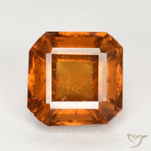 1.58ct 자연스러운 미디엄 다크 오렌지 헤소나이트 가넷, 에메랄드 컷, VS-SI