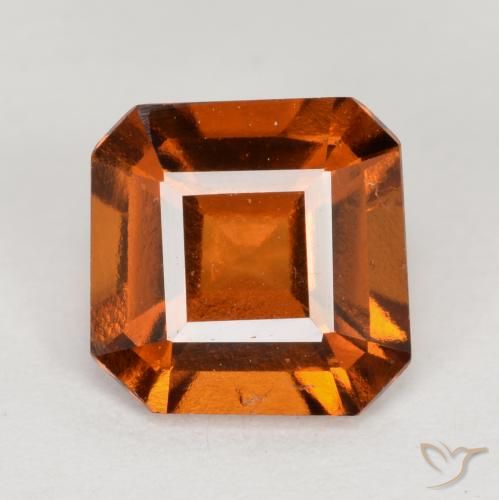 1.51ct 자연스러운 딥 오렌지 헤소나이트 가넷, 에메랄드 컷, VS