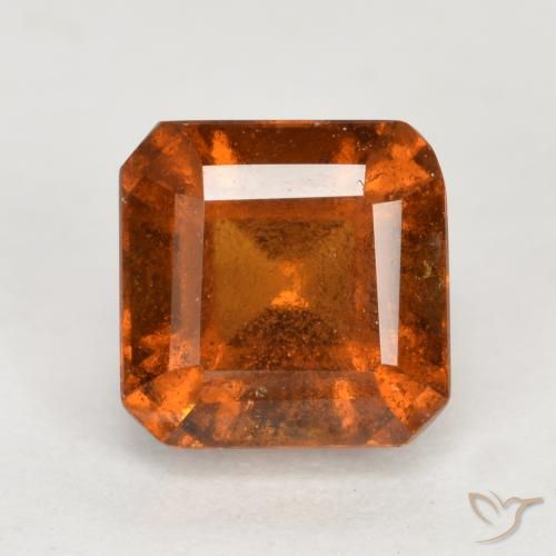 1.84ct 자연스러운 미디엄 다크 오렌지 헤소나이트 가넷, 에메랄드 컷, SI