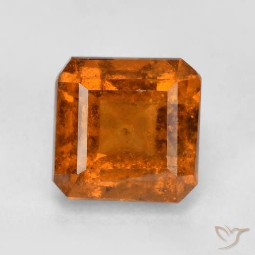 1.39ct 자연스러운 딥 오렌지 헤소나이트 가넷, 에메랄드 컷, SI
