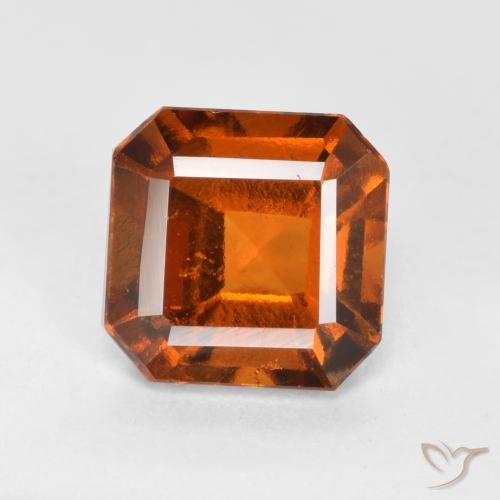 1.65ct 자연스러운 딥 오렌지 헤소나이트 가넷, 에메랄드 컷, VS