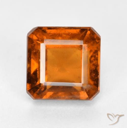 1.66ct 자연스러운 미디엄 다크 오렌지 헤소나이트 가넷, 에메랄드 컷, VS-SI